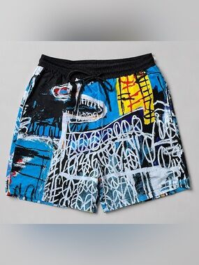 Reason x Jean-Michel Basquiat Swim Trunks Shorts Men's Small Abstract Art